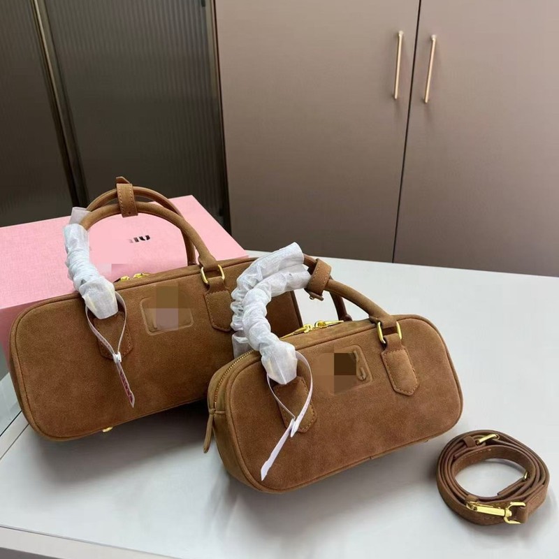 复古磨砂Miu缪家麂皮波士顿保龄球包包高级感手提单肩斜跨女包|undefined