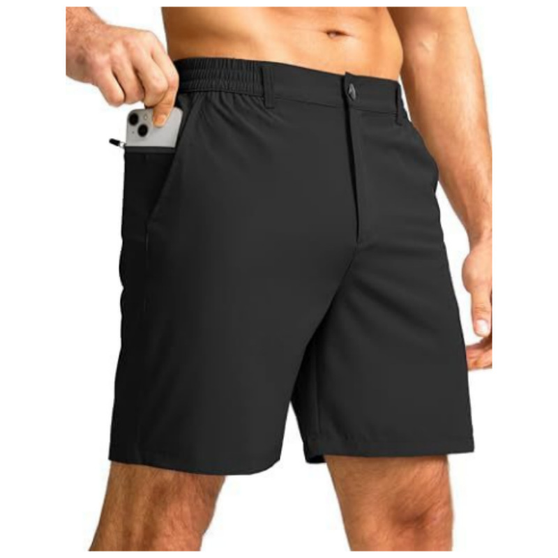 Cross-Border Summer New Men's Casual Shorts 7inch Outdoor Lightweight Golf Shorts with Elastic Waist Knee-Length Shorts