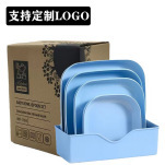 Customizable Logo Color Wheat Straw Round Square Plate Japanese Style Household Set Multi-Size Optional Plate