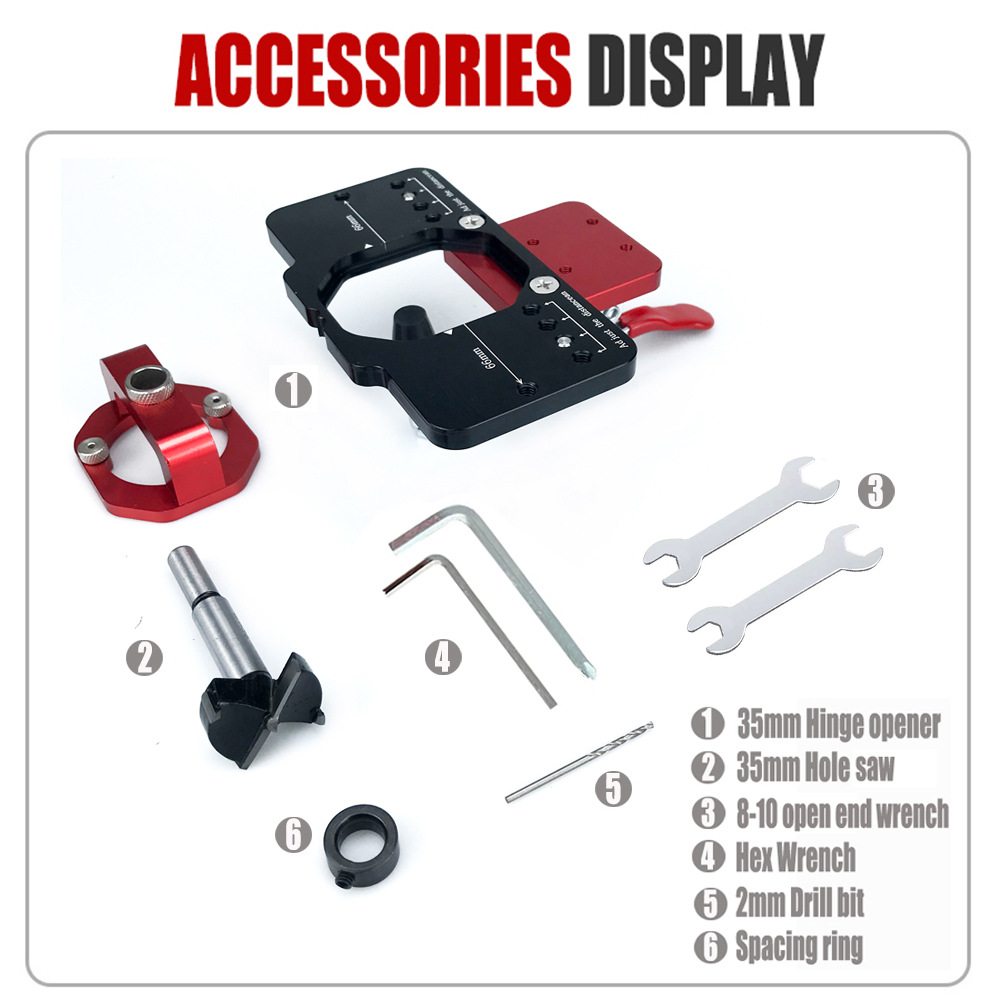 Carpintería 35mm bisagra agujero abridor gabinete puerta panel bisagra punzonado localizador bisagra perforación instalación herramienta auxiliar