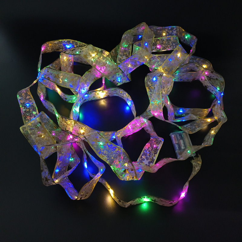 #D5-10米100灯3AA常亮带闪金色彩带彩灯