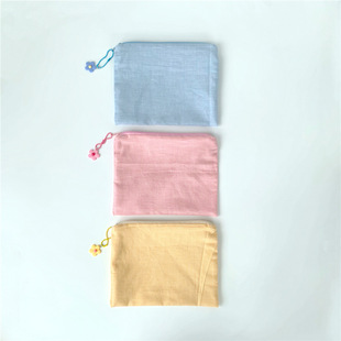 Colorful Plaid Makeup Bag Cotton Fabric Storage Girl's Instagram Style Simple Storage Bag