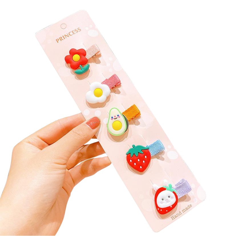 Estilo coreano 5-pieza horquilla de los niños no duele el pelo bebé Arco Iris corona horquilla niñas horquilla traje accesorios de pelo