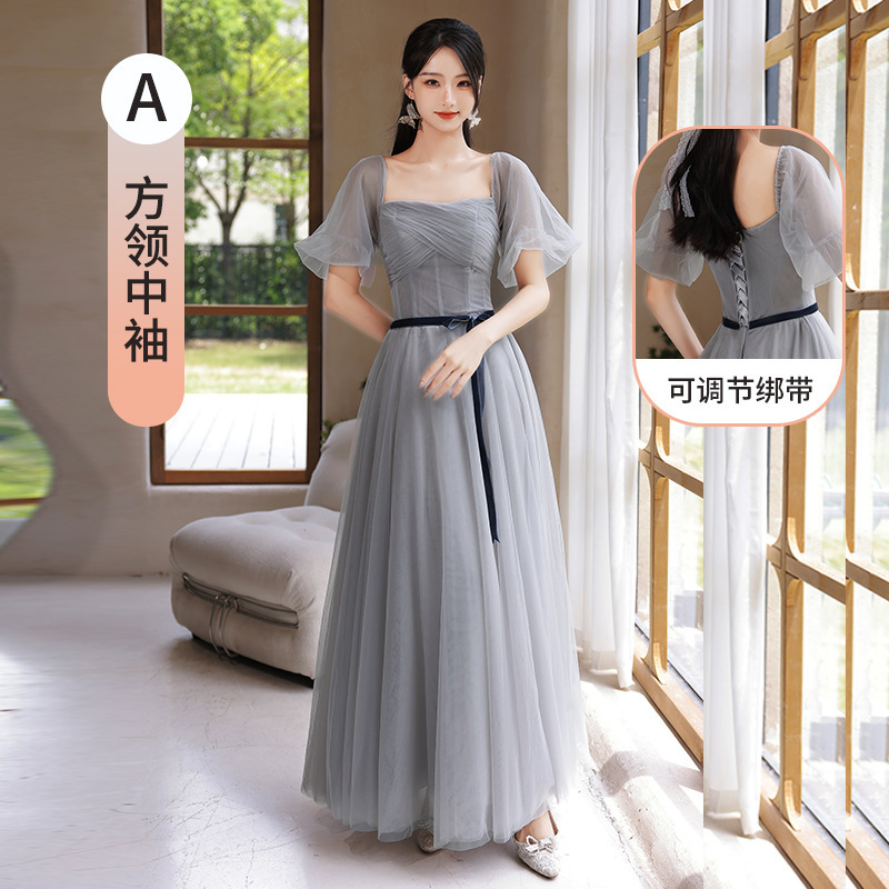 Silver grey colored evening dress bridesmaid dresses bigger sizes new  autumn/winter Chinese wind sister skirt bridesmaids satin XiuHe qipao dress