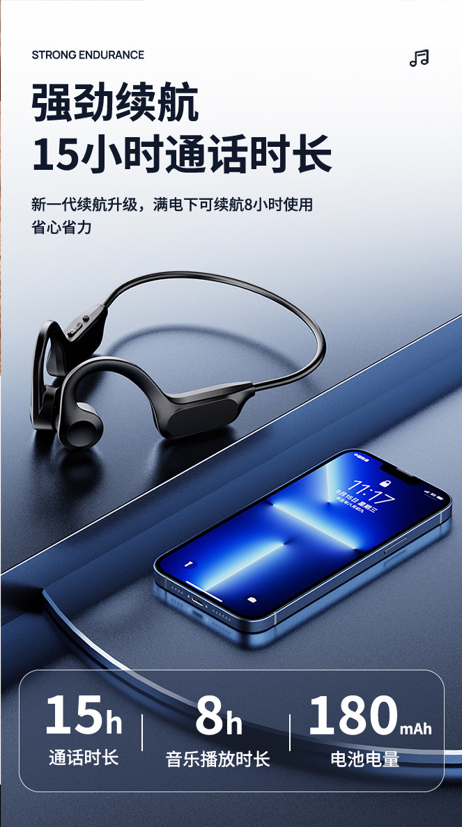 X7 Knochenleitungs-Bluetooth-Kopfhörer mit digitaler Anzeige, Over-Ear, In-Ear-frei, schmerzlos, Noise Cancellation, ultra lange Akkulaufzeit, ausländisches Hot-Produkt, Neuheit