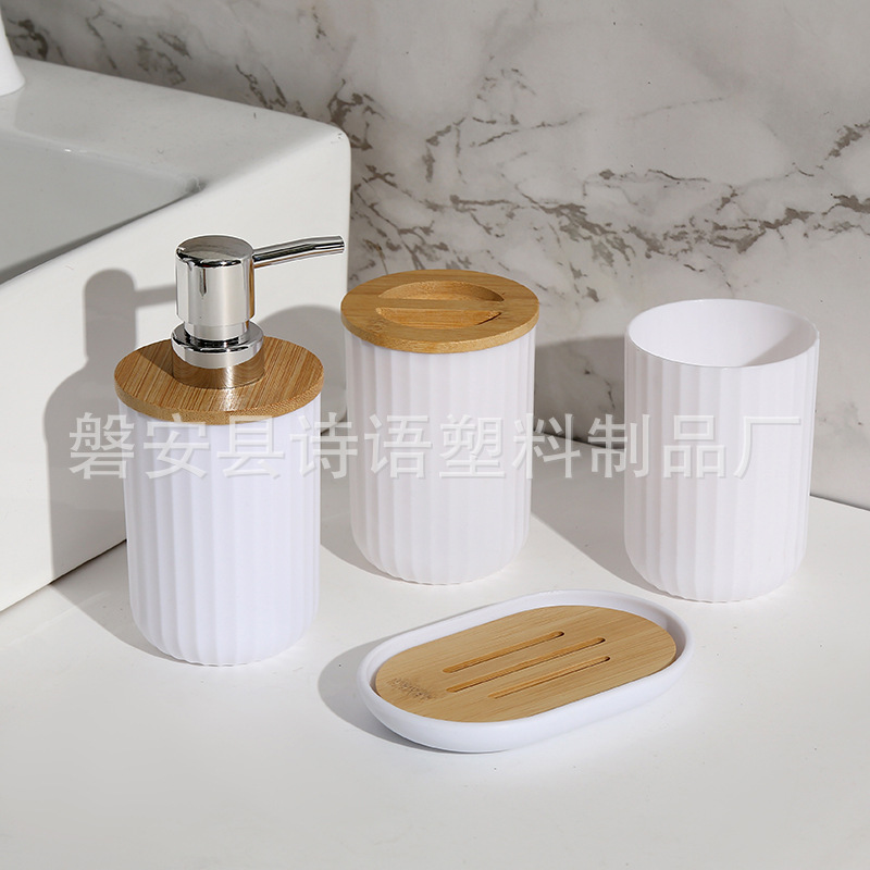 Baño doméstico con estriado 7 piezas para almacenar herramientas de limpieza artículos de higiene basura lavabo cepillo de inodoro taza hidráulica caja de jabón