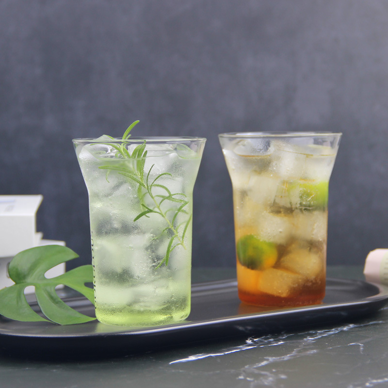 Ins Style Open Cup Simple Lightweight Transparent Glass Cup Latte Coffee Cup Cold Drink Cup Juice Cup Drink Cup