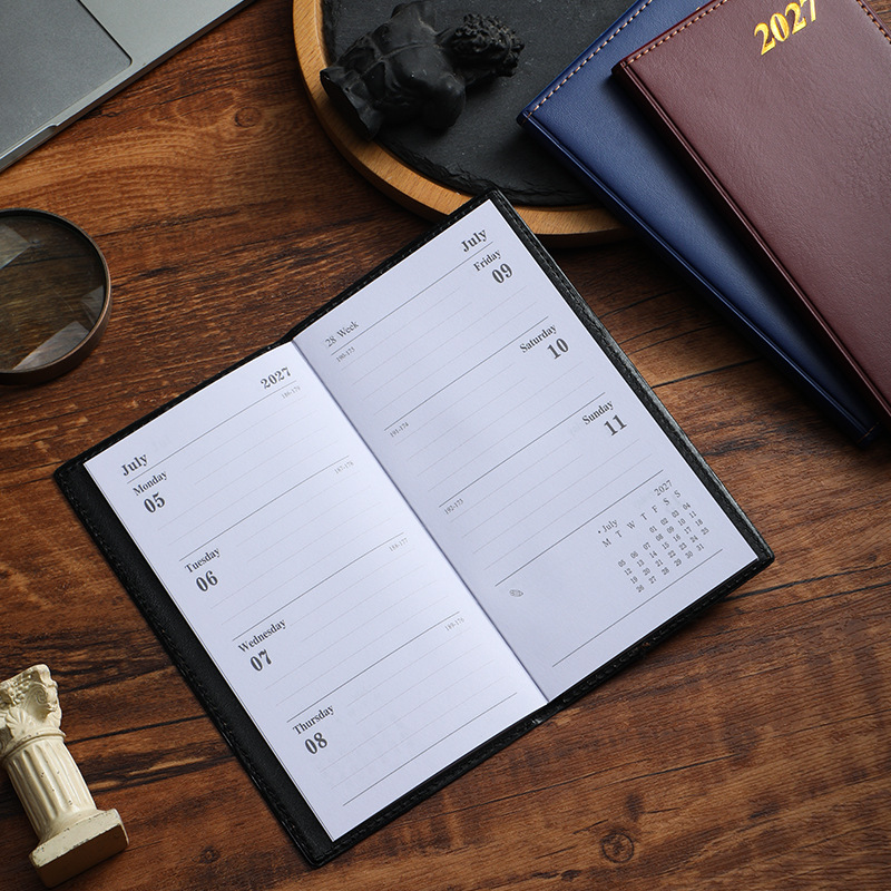 Agenda semanal 2027 en inglés, disponible para envío internacional, manual de eficiencia, gestión de autodisciplina, agenda en español para el trabajo