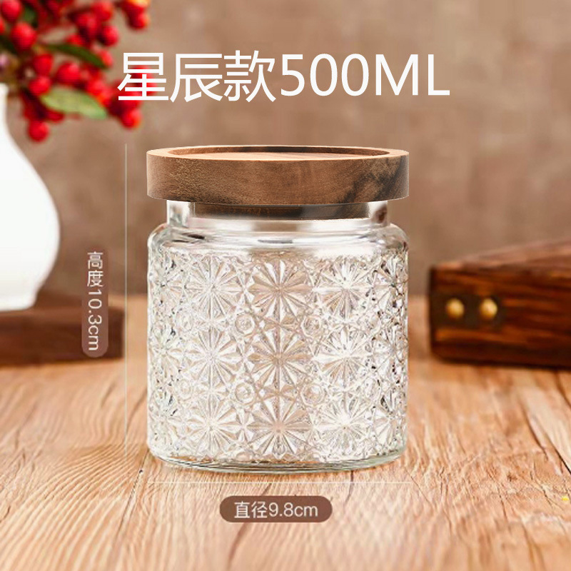 Tarro de almacenamiento de flores de Begonia vintage con tapa de madera tarro de almacenamiento tarro de vidrio sellado granos de té de frutas secas fábrica al por mayor