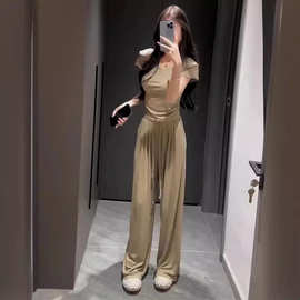 韩版跨境外贸时尚运动服套装女短袖短裤韩版宽松休闲百搭两件套潮