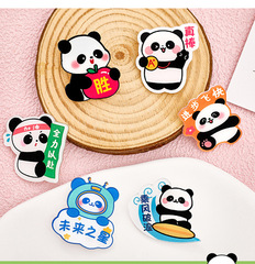 Metal badge children's cartoon cute panda brooch for primary and secondary school students, Chinese style inspirational decoration acrylic brooch