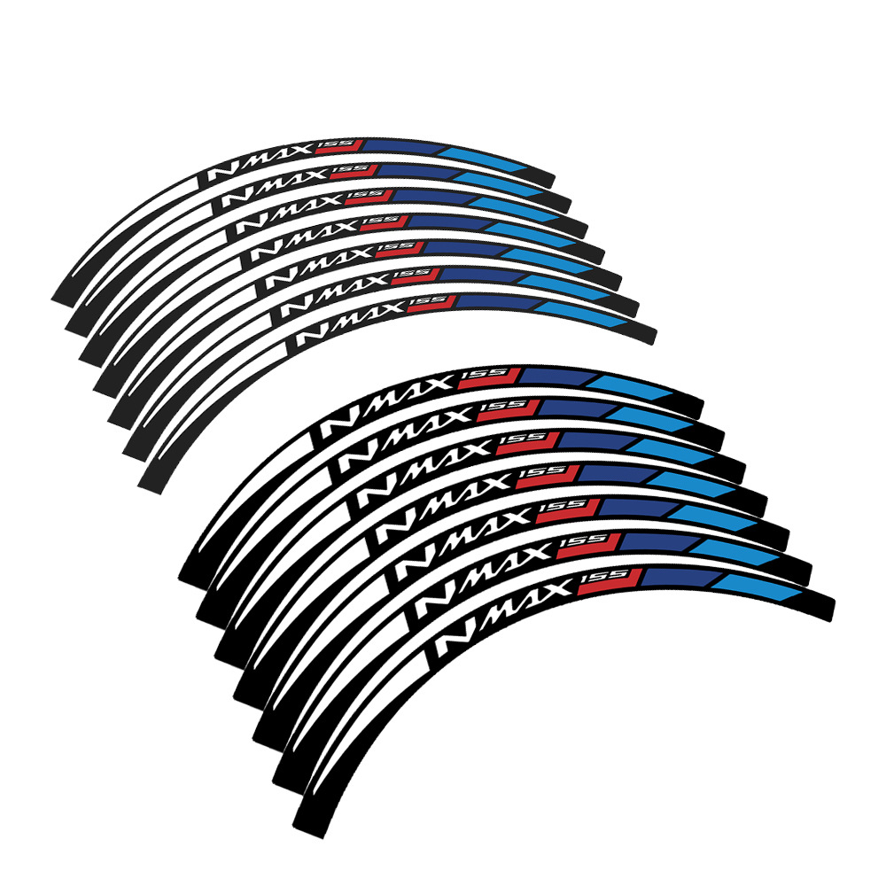 Adecuado para NMAX155 Etiqueta engomada del cubo de la rueda del scooter reflectante impermeable modificado del neumático Etiqueta engomada decorativa del anillo de acero