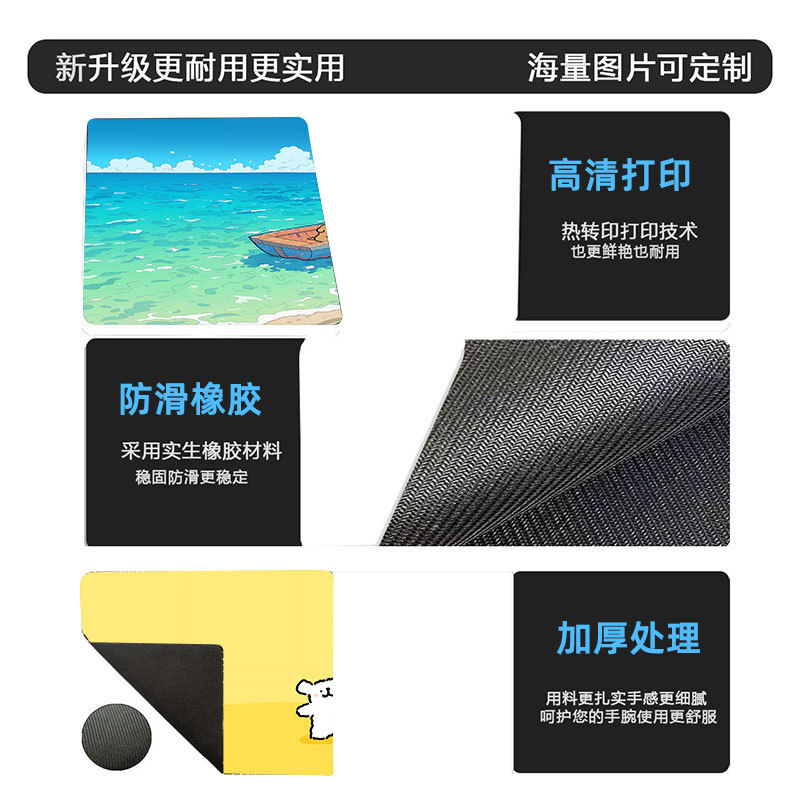 卡通线条小狗鼠标垫大号耐脏锁边加厚键盘垫办公游戏桌垫电脑垫子|undefined