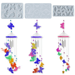Yumeiren Crystal Epoxy DIY Resin Butterfly Pendant Mold, Butterfly Necklace Tags, Wind Chime Brooches, Silicone Molds