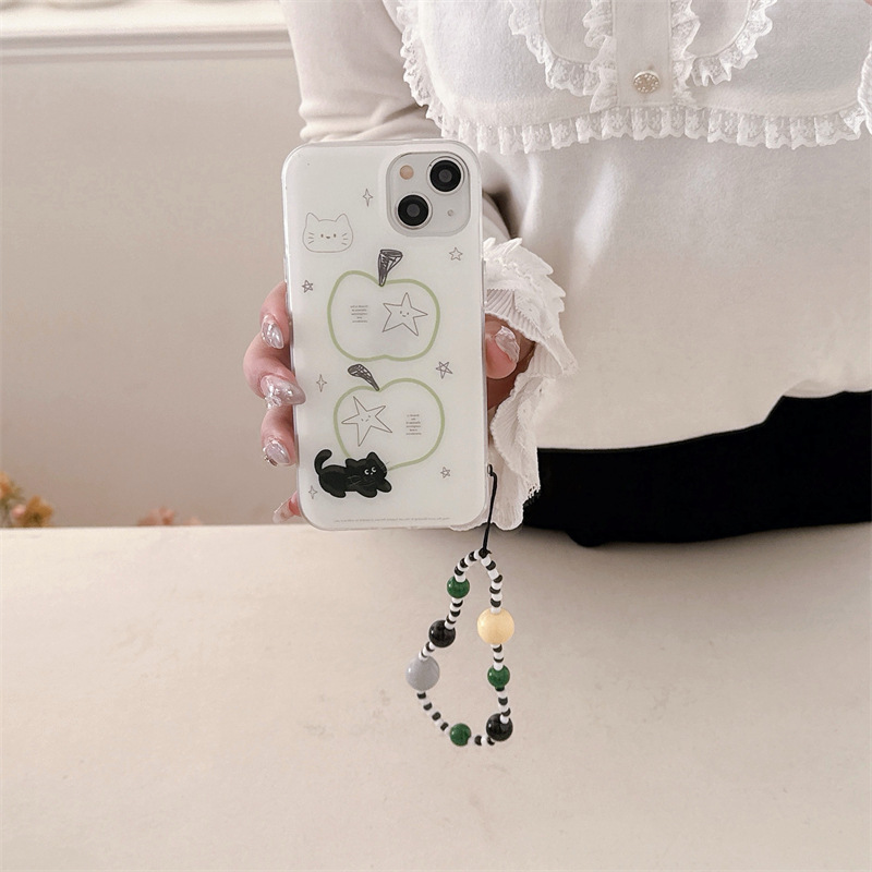 Línea de nicho ins Apple Black Cat para estuche para teléfono móvil 16ProMax 14/13 Apple 15 hembra iphone15PM