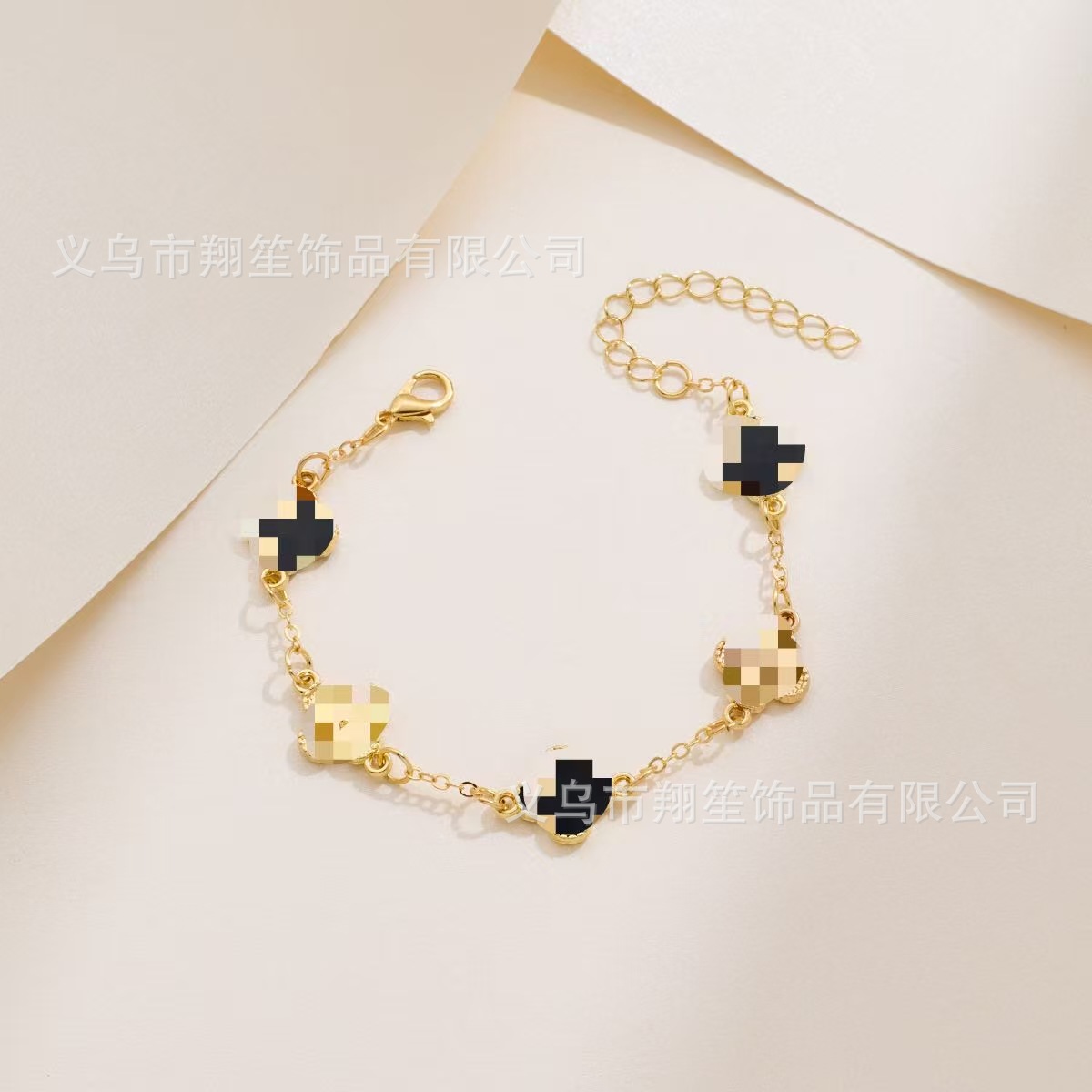 Cross-border New Style Four-leaf Clover Bracelet Women's South Korea Simple Ins Five-flower Fritillaria Good Luck Four-leaf Clover All-match Bracelet Chain