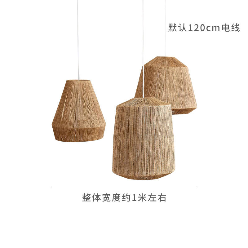 Jiji estilo araña restaurante bar B & B salón dormitorio Lámpara decorativa japonesa hecha a mano cuerda de cáñamo tejido lámparas Retro