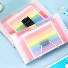 A6迷你塑料绳捆彩虹风琴包13格收纳夹文件夹办公票据包发票收纳夹