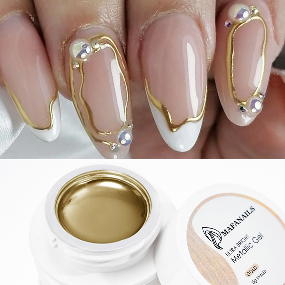 Nail art liquid mirror metallic gel, ultra-bright gold, silver, rose gold, for painting, line drawing, and edge detailing, phototherapy gel, specialized for nail salons