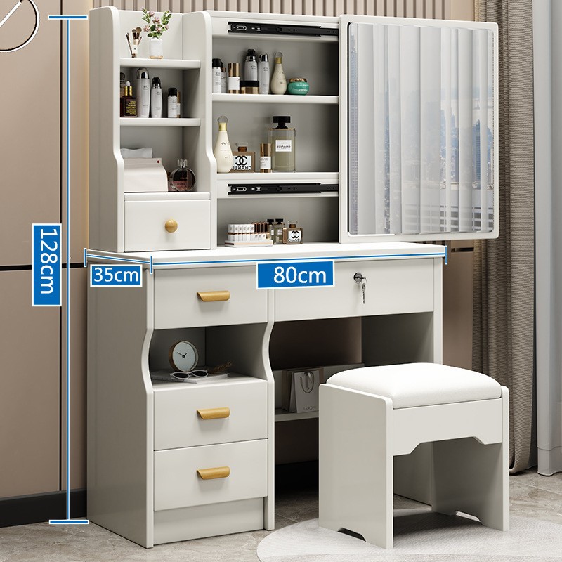 Mesa moderna minimalista, mesa de maquillaje de estilo de crema, dormitorio, mini tocador, alquiler de casa, gabinete de maquillaje en uno image 24