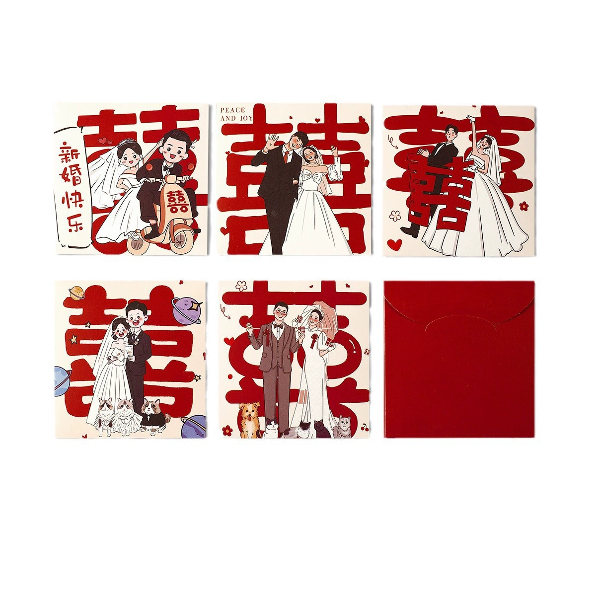 Lock Mei Home Crayon Shin-shi's wedding red envelopes, wedding blocking doors, throwing red envelopes, wedding new cartoon style mini