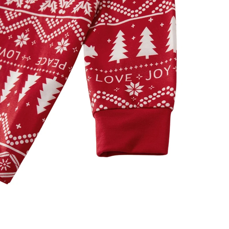 Christmas Family Home Parent Child Suit Printed Pajamas Long Sleeve Round Neck_voghion.com