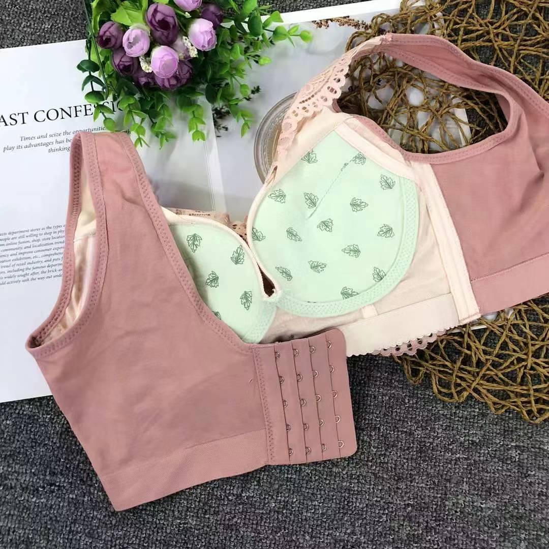 Nuevo sujetador de alta calidad de moda de encaje jacquard transpirable y cómodo ajuste lateral de pecho de botón múltiple ropa interior mujer