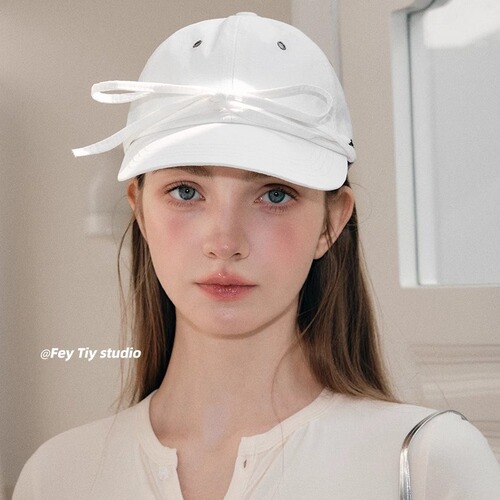 New bow baseball cap for women in spring and summer quick-drying fabric Korean peaked cap for women casual and versatile to show face and trendy