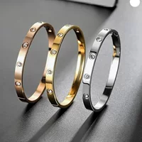 Золотые браслеты женские cubic zirconia из нержавеющей стали браслет