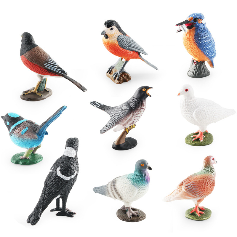 Simulación de exportación transfronteriza aves voladoras animal modelo paloma Magpie Cuco gorrión escritorio decoración estática juguete