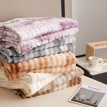 新款外贸炫彩泡泡毛毯跨境可机洗兔兔绒多功能高克重法莱牛奶绒毯