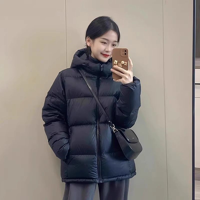 黑色羽绒棉服女冬季2025年新款韩系高级感加厚小个子连帽棉袄外套|undefined