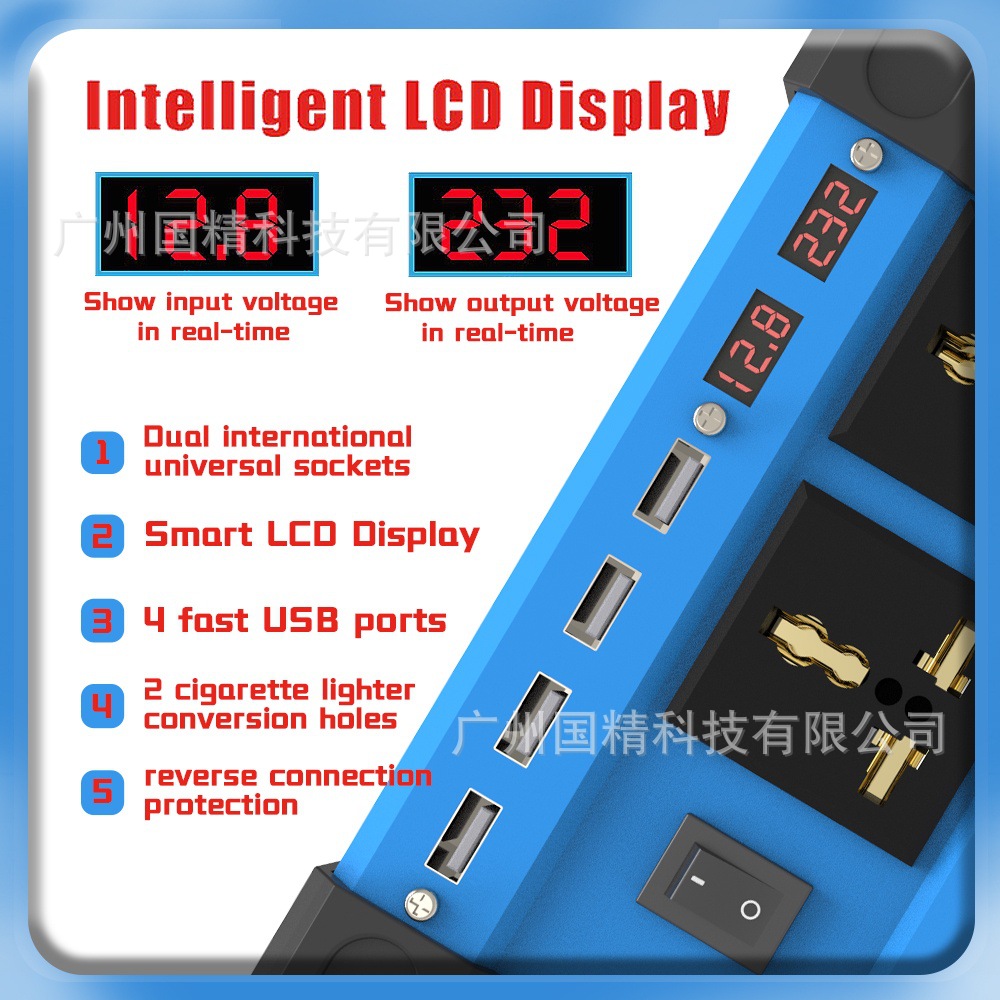 厂家直销12V太阳能逆变器内置控制器LED智能显示屏power inverter