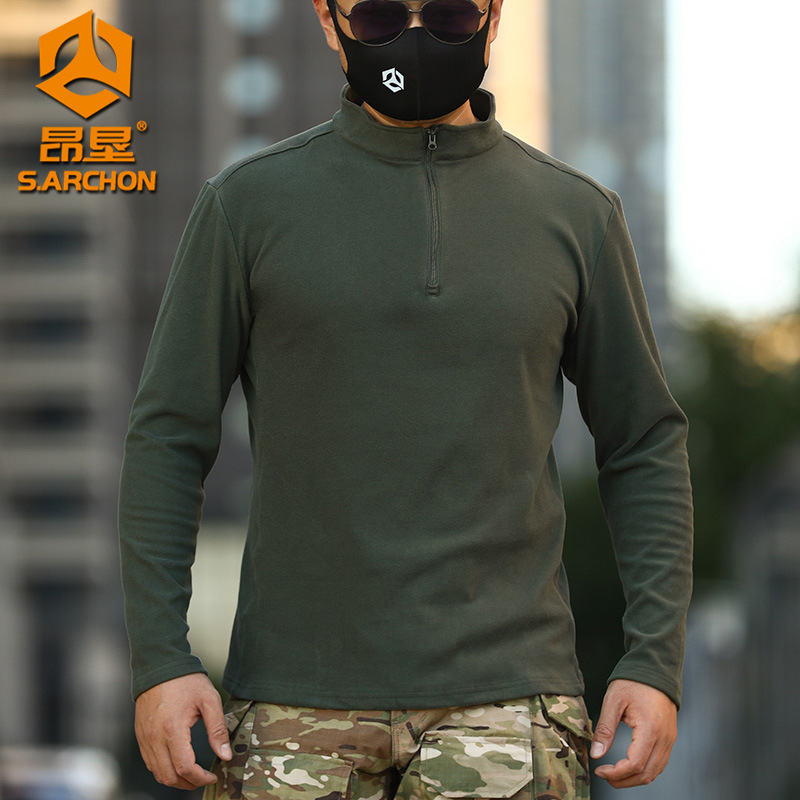 Angken invierno táctico al aire libre ropa de rana de terciopelo para hombres con chaqueta de terciopelo caliente de cuello de terciopelo de manga larga abrigo casual