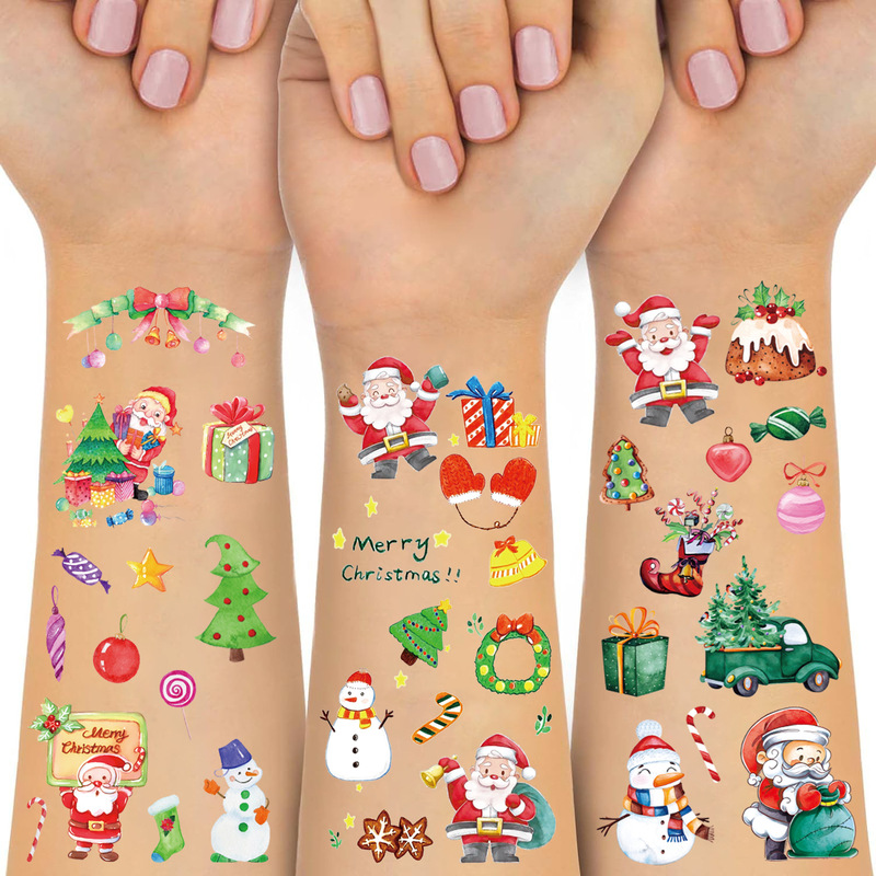 Cross-border New New New Year Cartoon Christmas Tattoo Sticker Advanced Children Santa Bell Gift Temporary Sticker