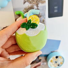 海南椰子汁冰箱贴网红椰子冻甜品树脂磁贴夏日沙滩饮料装饰贴