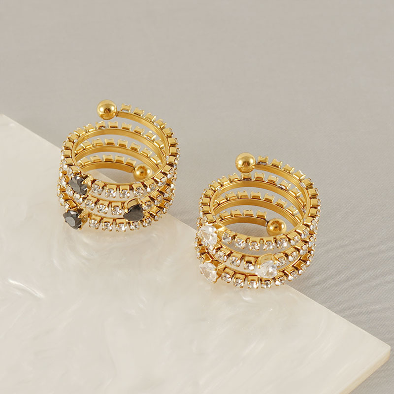 Elegant Simple Style Geometric Titanium Steel Zircon Rings display picture 9