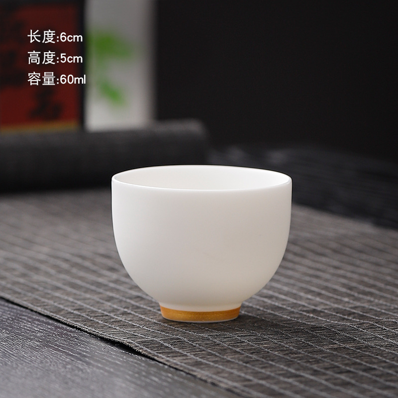 つや消しクリーム白羊脂玉カンフー茶器単品ホバー三才蓋碗遠山小茶杯家庭用ティーポット|undefined