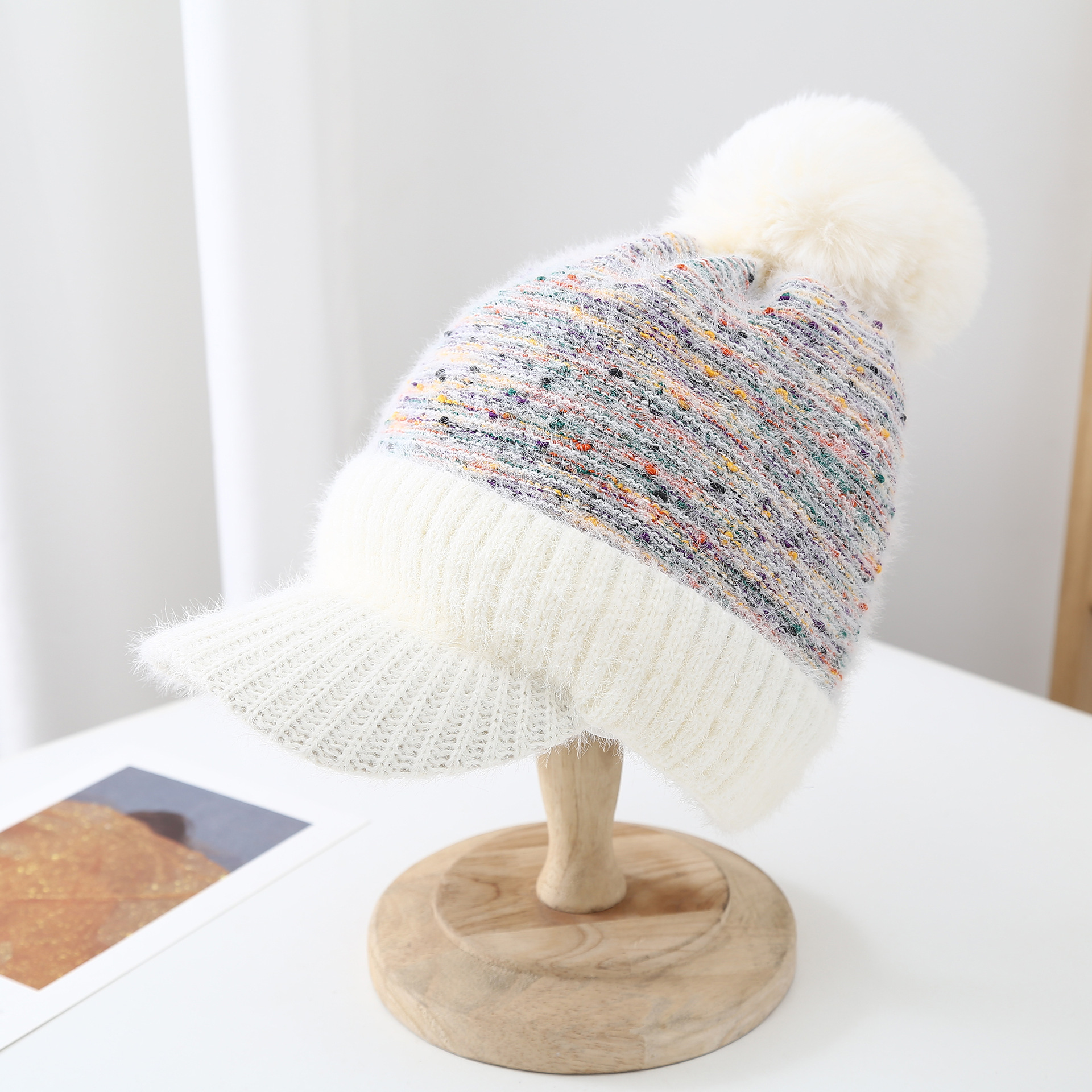Sombrero de lana enarbolado para mujer Otoño e Invierno estilo coreano de moda bufanda a prueba de frío cálido conjunto de dos piezas sombrero de punto forrado de lana