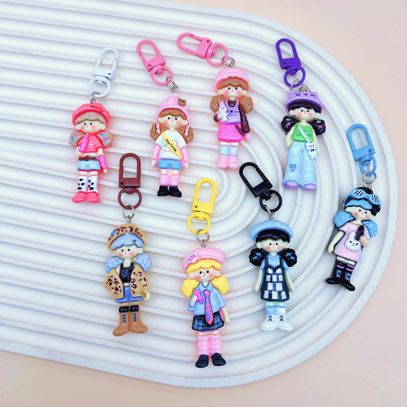 Popcorn Big Calorie Club Girl DIY Resin Creative Keychain Phone Strap Backpack Car Hanging Ornament Pendant