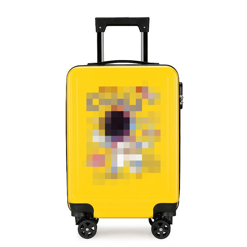 Nuevo equipaje imprimible logo trolley gran capacidad universal rueda maleta de dibujos animados en stock fábrica al por mayor