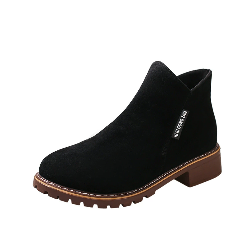 Ботинки-анкл (Martens) демисезонные матовые, верх под замшу, низкий устойчивый каблук