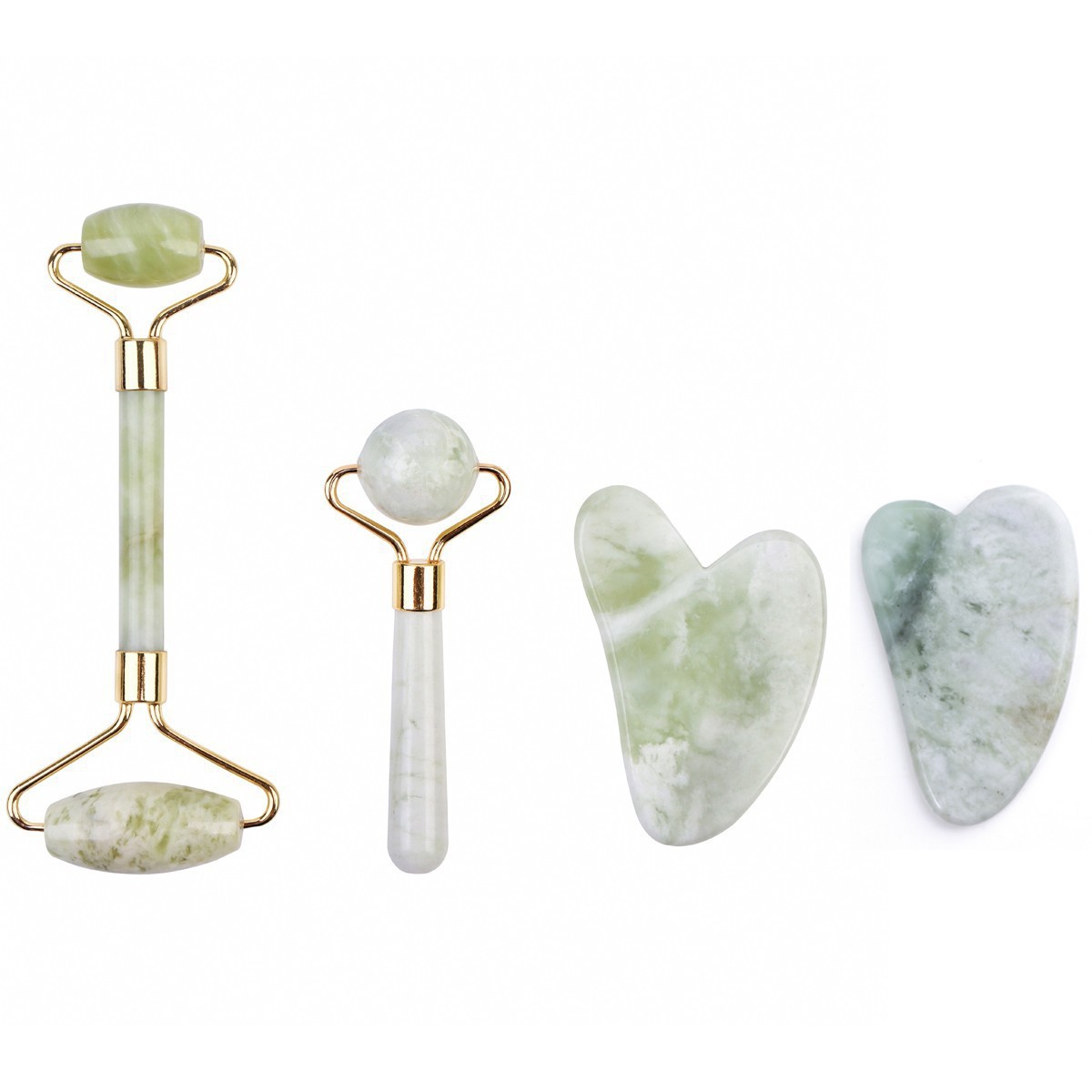Herramientas faciales Guasha al por mayor, set de masajeador con rodillo de jade, masajeador natural de cristal rosa en forma de corazón. image 29