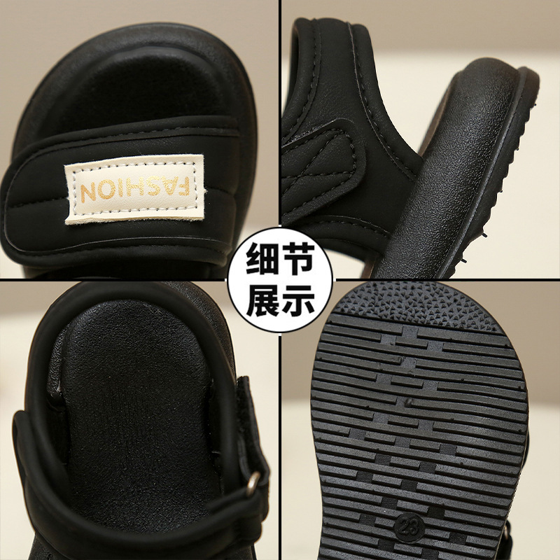 Sandalias para niños 2025 verano nuevo estilo sandalias casuales antideslizantes de suela gruesa para niñas zapatos de playa de suela blanda con punta abierta para niñas