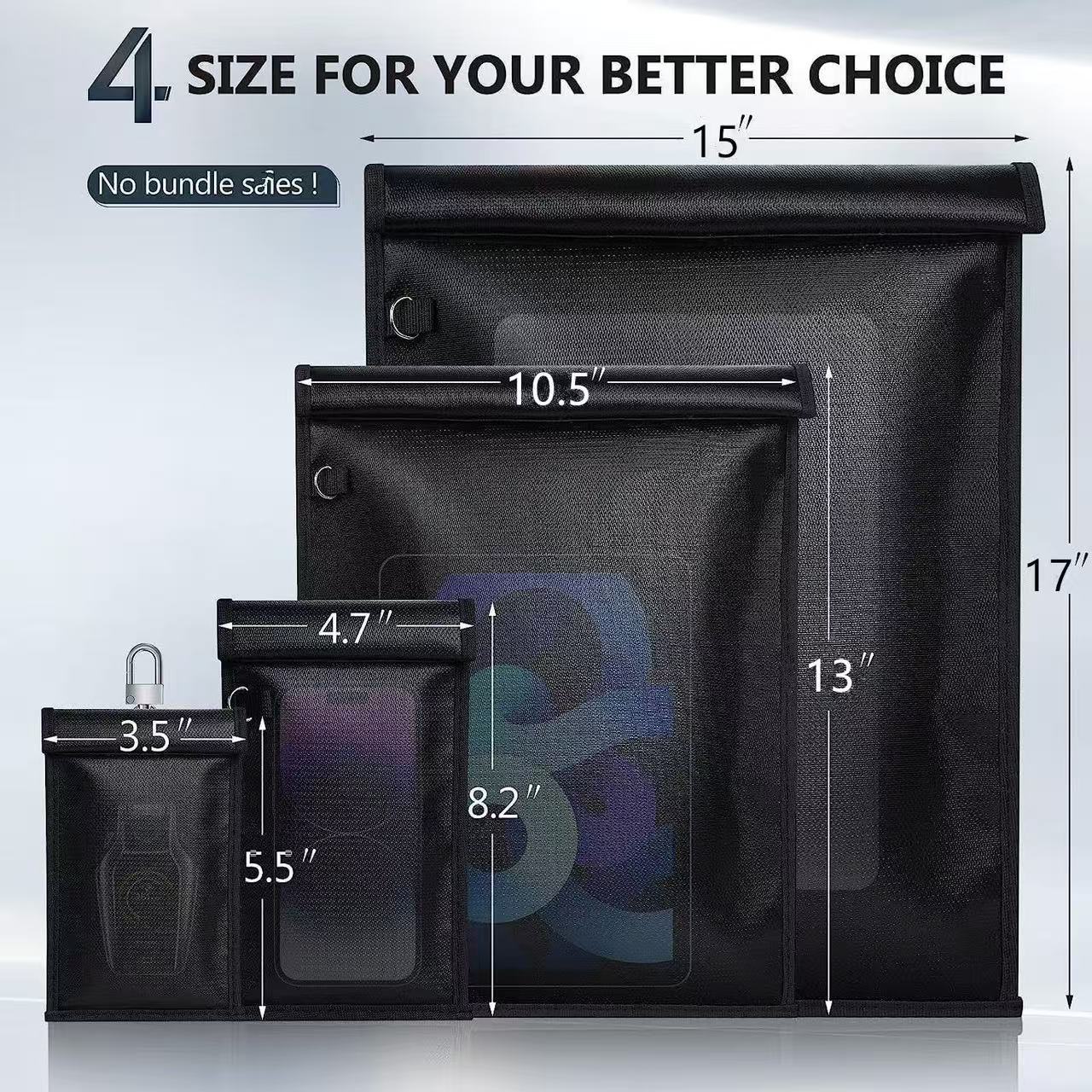 Popular Cross-Border Fireproof, Flame-Retardant, Waterproof Rfid Car Key Bag, Mobile Phone and Tablet Shielding Faraday Bag