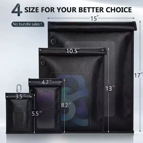 Popular Cross-Border Fireproof, Flame-Retardant, Waterproof Rfid Car Key Bag, Mobile Phone and Tablet Shielding Faraday Bag