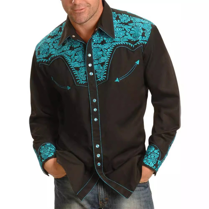 2024 Cross-Border Spring and Autumn Men's Fashion 3D Printed Shirt American Western Style Printed Loose Long Sleeve Shirt 2024 Cross-Border Spring and Autumn Men's Fashion 3D Printed Shirt American Western Style Printed Loose Long Sleeve Shirt