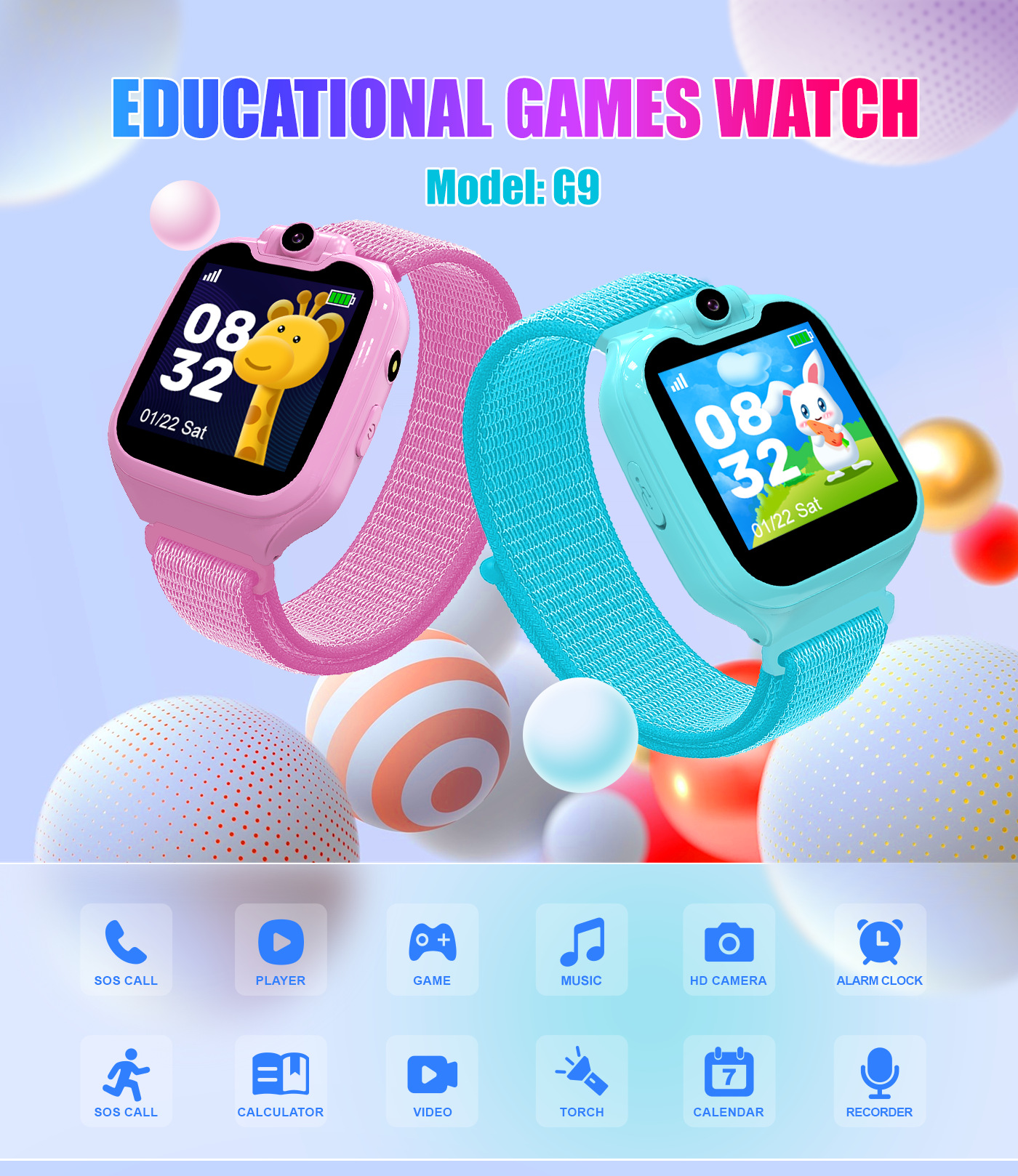 children's smart watch G9 children's watch 16 small games no need to download APP with memory card_voghion.com