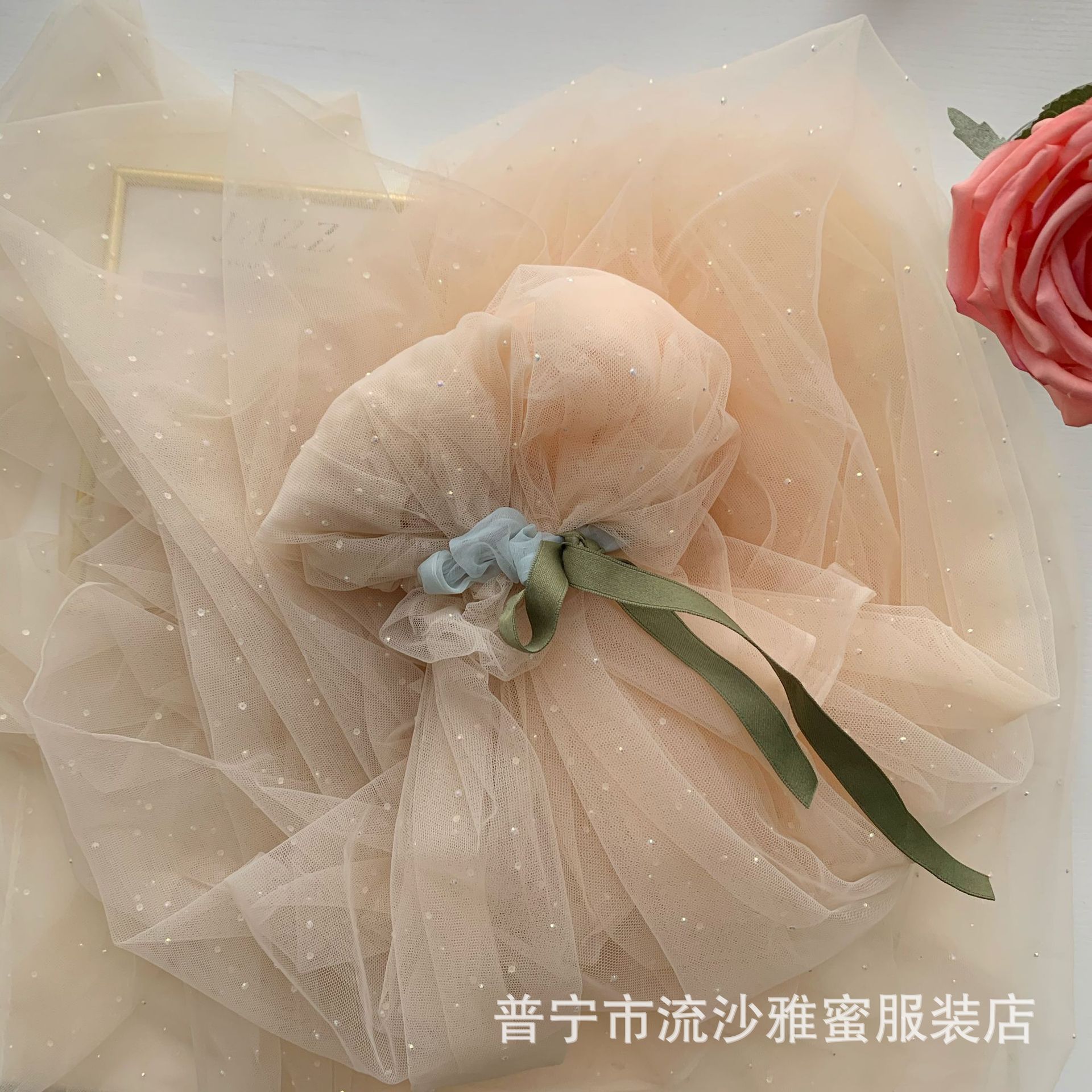 Malla de nylon después de procesamiento rhinestone mágico diamante Hanfu Lolita vestido boda cortina tela mantel