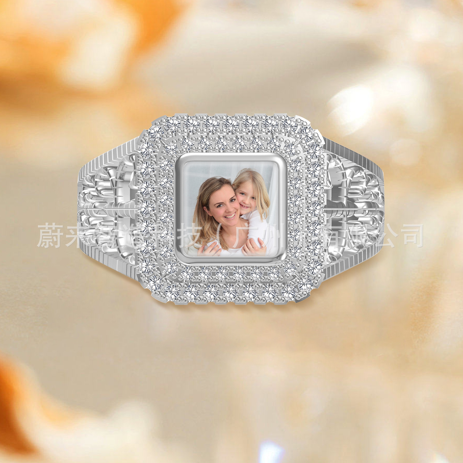 速卖通跨境热卖s925纯银戒指女ins风小众高级感个性定制照片戒指